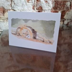 lion greeting card front view by Watercolour with Love, watercolour illustration