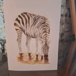 zebra greeting card front view by Watercolour with Love, watercolour illustration